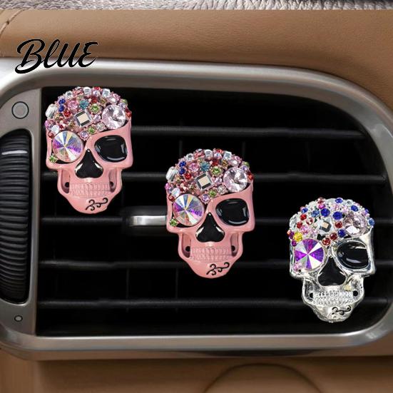 Personalized Air Outlet Decoration Bling Skull Car Vent Clips Rhinestone Diffuser Clip Shiny Sophisticated Decor Conditioner Decoration Funny Auto