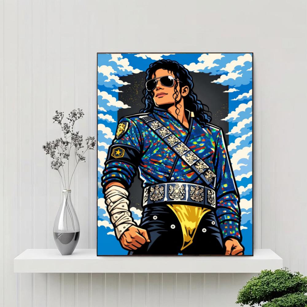 Michael Jackson Retro Dance Tribute 5D Round Diamond Painting Kit Diamond Embroidery Painting Rhinestones Mosaic Frameless Handwork Decoration Arts