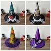 Halloween Witch Caps for Adult Unisex Veil Spiders Wizard Hat Roleplaying Pointed Hat Theme Party Family Gathering Hat
