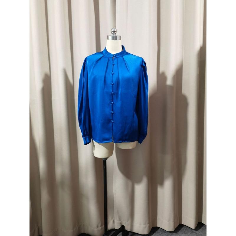 New Elegant Solid Color Lapel Ladies Casual Shirt, Fashionable Long-sleeved Single-row Button Loose Women's Blouse
