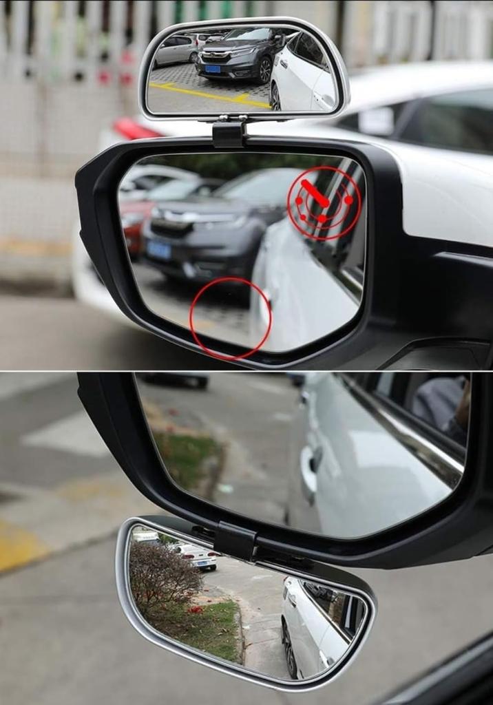 Taefyiasz Car Side Mirror, Auxiliary Mirror, Wide Angle, Magnified View, Universal Type, Easy to Install, Improves Night Visibility