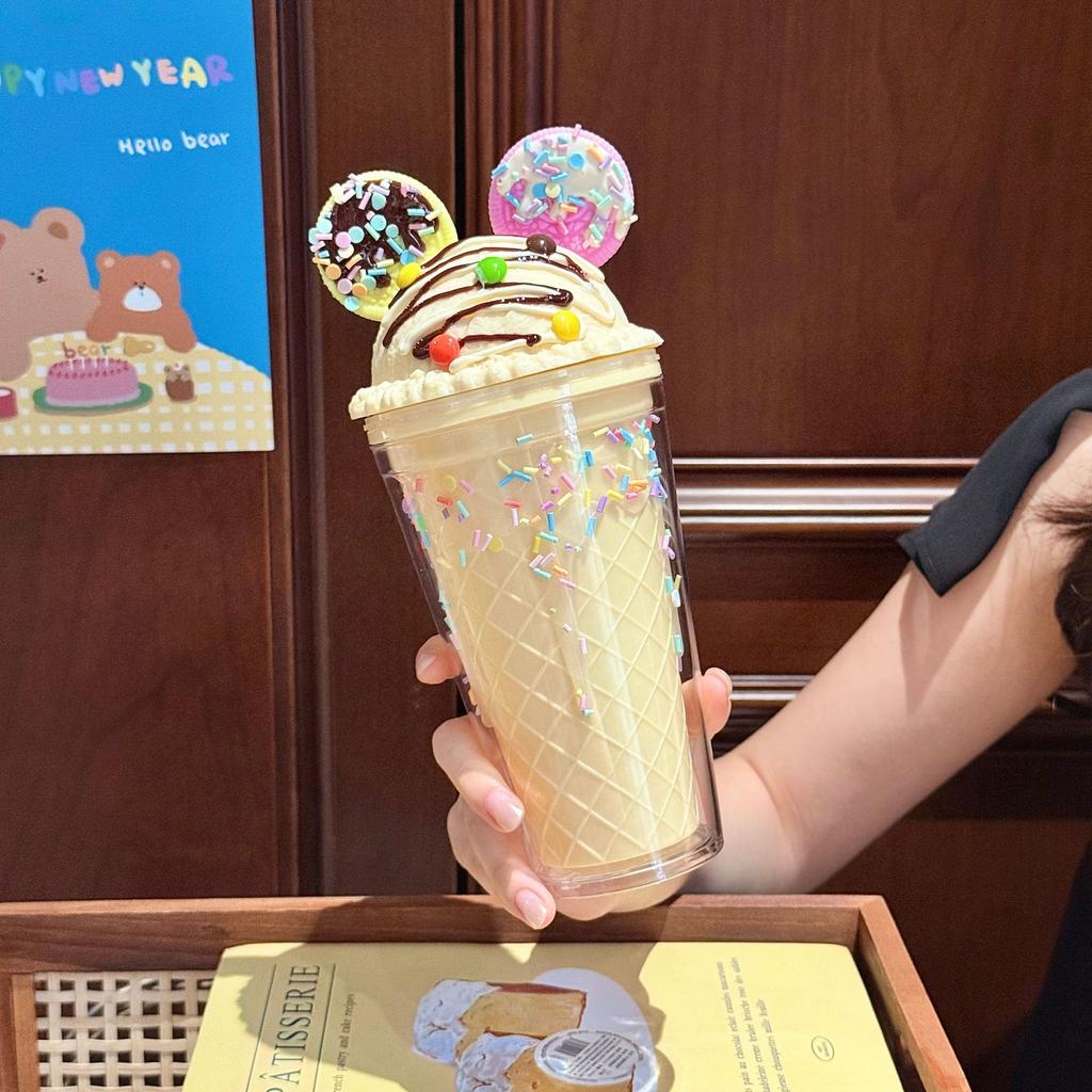 Fashion and Creative Smiley Face Water Cup Large Capacity Bingba Straw Cup Plastic Cup Exquisite Lady Gift