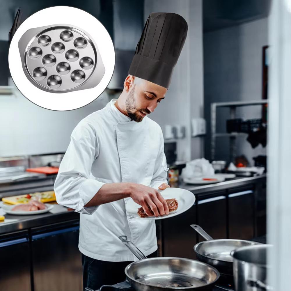 3PCS/SET Stainless Steel Escargot Serving Tray Elegant Seafood Plates Creative Oyster Plate  Cooking