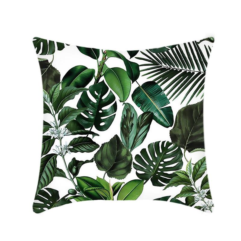 New Nap Pillow Green Leaves Sofa Plush Pillow Case Home Summer Cushion