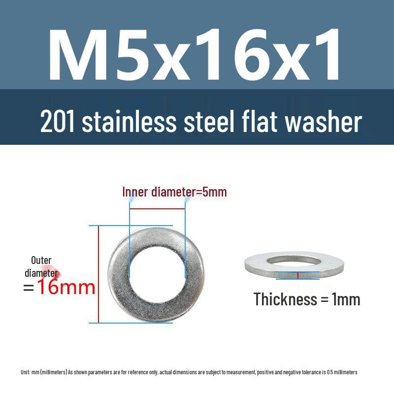 Yigu Yigu 201 Stainless Steel Flat Washer, Enlarged and Thickened Round Metal Screw Washer