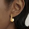 Golden Cubic Zirconia Pearl C Hoop Earrings for Women Elegant Jewelry Gift