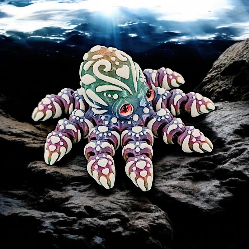 3D Printed Octopus Figurine Flexible Articulated Tentacles Cute Entrance Cabinet Ornament for Modern Home Aesthetic Decor