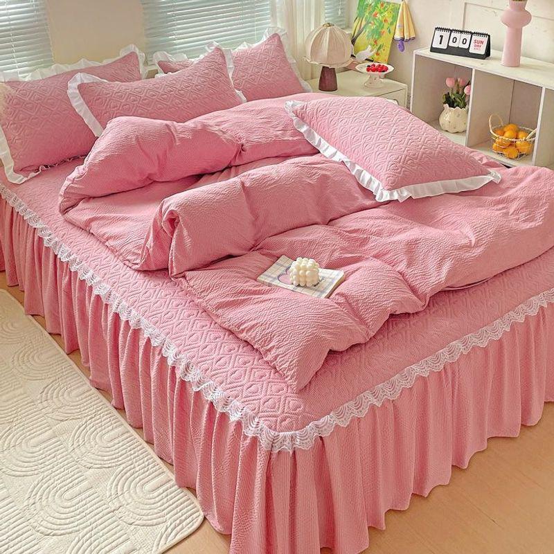 Quilted Anti-slip Korean Lace Bed Skirt - Princess Style Mattress Protector