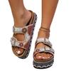 Women's Wide Width Platform Slides, Double Buckle Rhinestone Sandals, Beaded Beach Slippers Wholesale for Women
