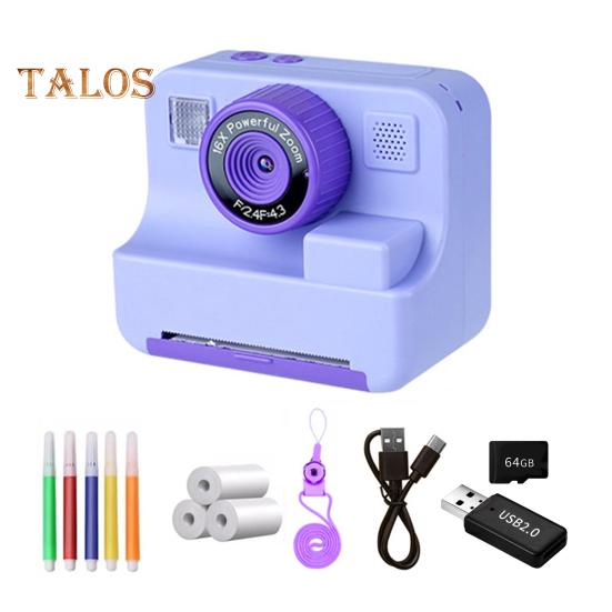 

Портативная камера мгновенной печати с картой памяти, записью видео, большим экраном, 4000 Вт, высокой четкостью пикселей, простая в использовании детская камера со шнурком фиолетовый