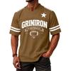 Men's Casual V-Neck Short Sleeve T-Shirt with Baseball Print Sports Top for Gym and Everyday Wear