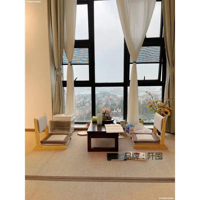 Fotel Leniwa Sofa Tatami Siedzenie Japońskie Krzesła Składane Skóra PU Z Drewnianym Salonem Fotel Do Sypialni Fotel Domowy Meble