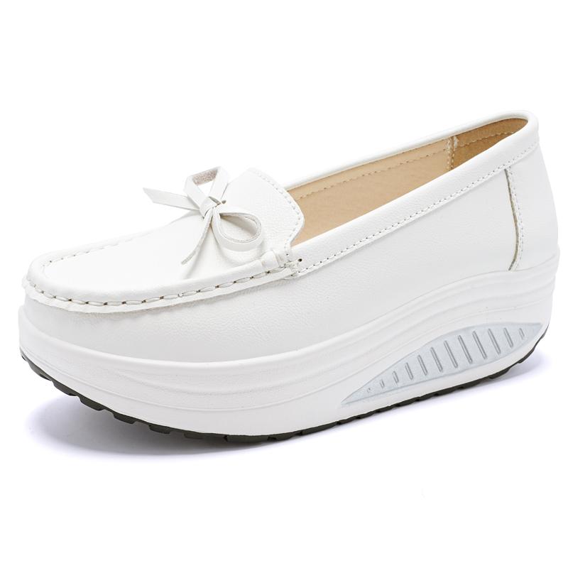 

Women s Loafers Height Increase White Leather Platform Casual Thick Sole Elevator Shake Shoes EU:40 белый