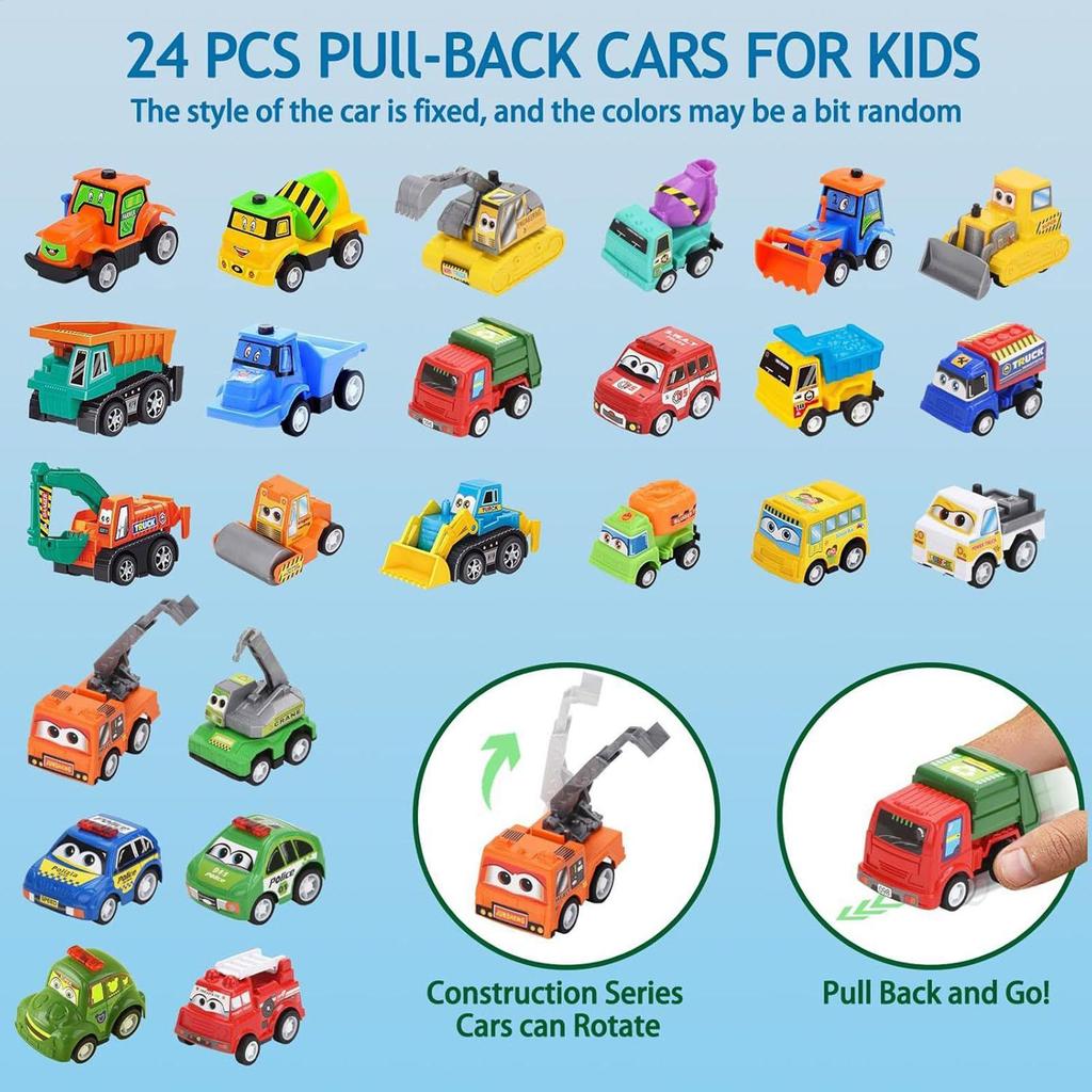 2025 Christmas Countdown Calendar 24 Days Countdown Calendar With Pull-Back Car for Kid Small Vehicle Model for Toddler Girls
