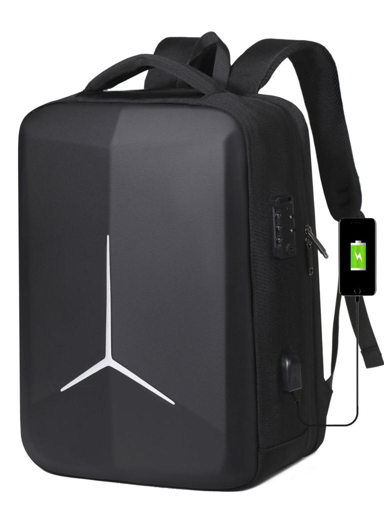 Men's Hard Shell Anti-pressure Motorcycle & Business Backpack with Airbag for 17-inch Laptop - Large Capacity