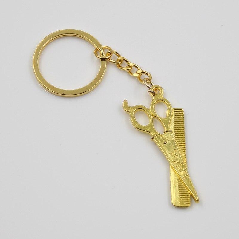 

Новая мода для мужчин 30 мм брелок DIY металлический держатель цепи винтажные парикмахерские ножницы расческа стилист 24x53 мм серебряный цвет кулон подарок золотой