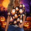 Women's Casual Short Sleeve Crewneck T-Shirt with Halloween and Pumpkin Print for Fall Parties