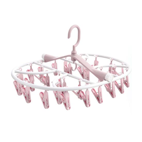 

Сушилка для носков и нижнего белья, вешалка для одежды с вращающимся на 360 градусов крючком, ветрозащитная розовый