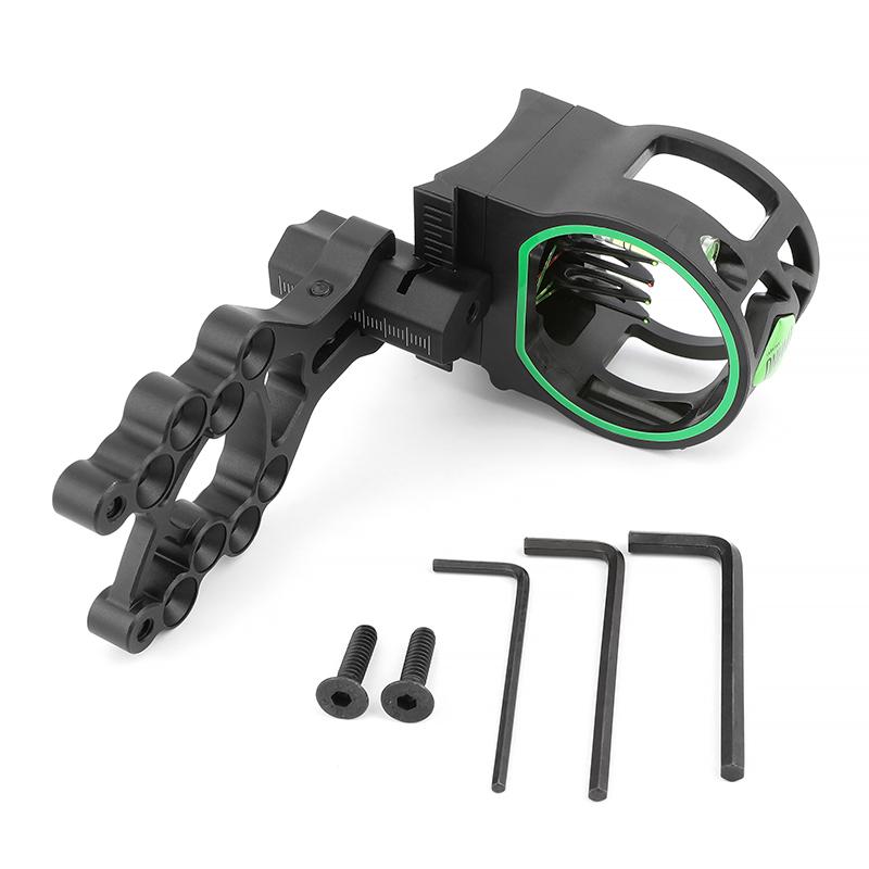 M1 5-Pin Bow Sight Black Aluminum Alloy Ambidextrous Flip-Up Archery Sight with Light for Compound Recurve Bow Hunting Shooting