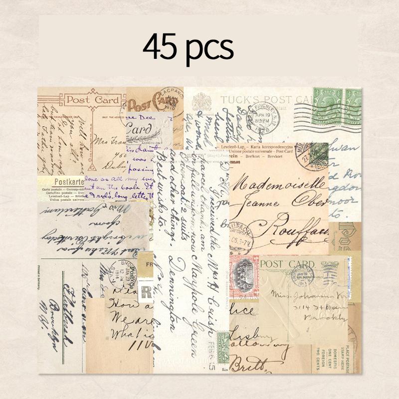 45 Pcs/pack Vintage Inviscid Decorative Paper DIY Scrapbooking Material Paper Hand Made Junk Journal Background Paper