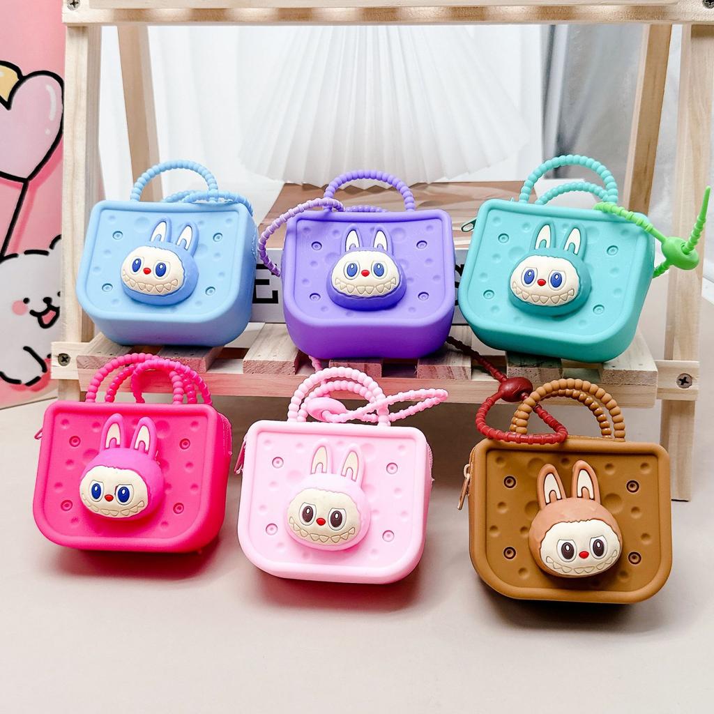 Labubu coin purse for girls small gift cute cartoon detachable doll small square bag pendant CLE
