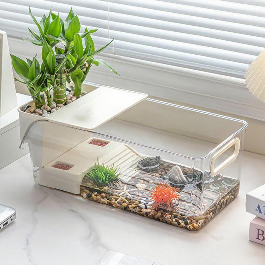 Turtle Aquarium home Turtle breeding tank Multi functional Aquarium small fish tank small landscaping tank Pet Supplies