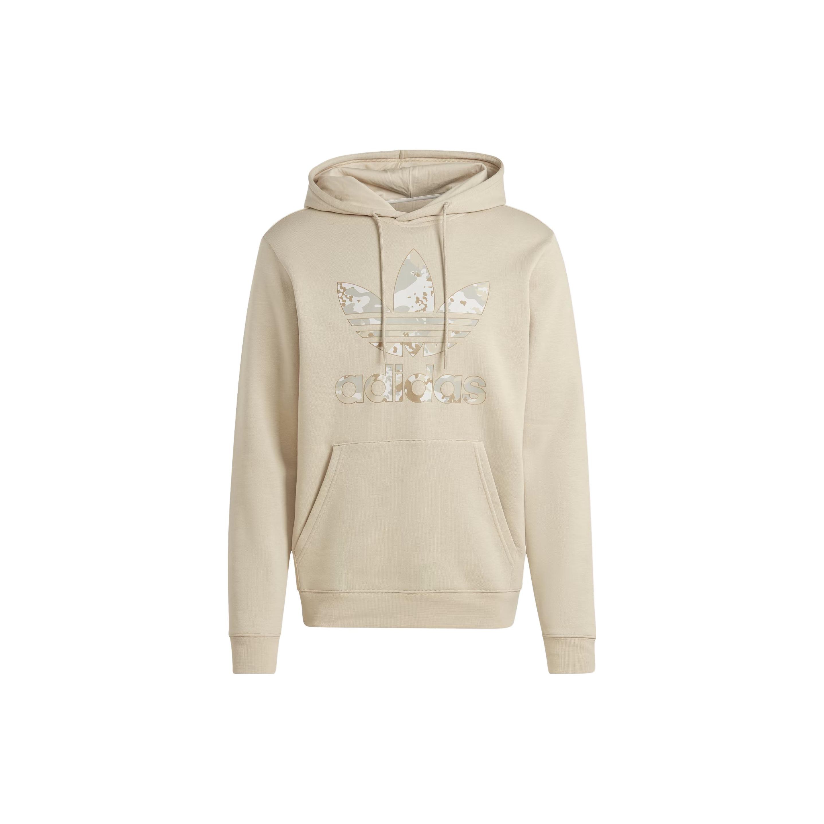 adidas Originals Camo Print Trefoil Logo Hoodie Beige Unisex IU4682 XXL
