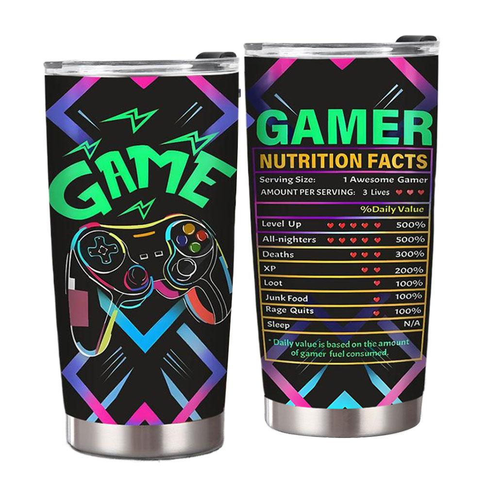 20oz Stainless Steel Gaming Mug with Lid Gamer Tumbler Cup Travel Mug for Teen Boy Son Dad Birthday Christmas Present