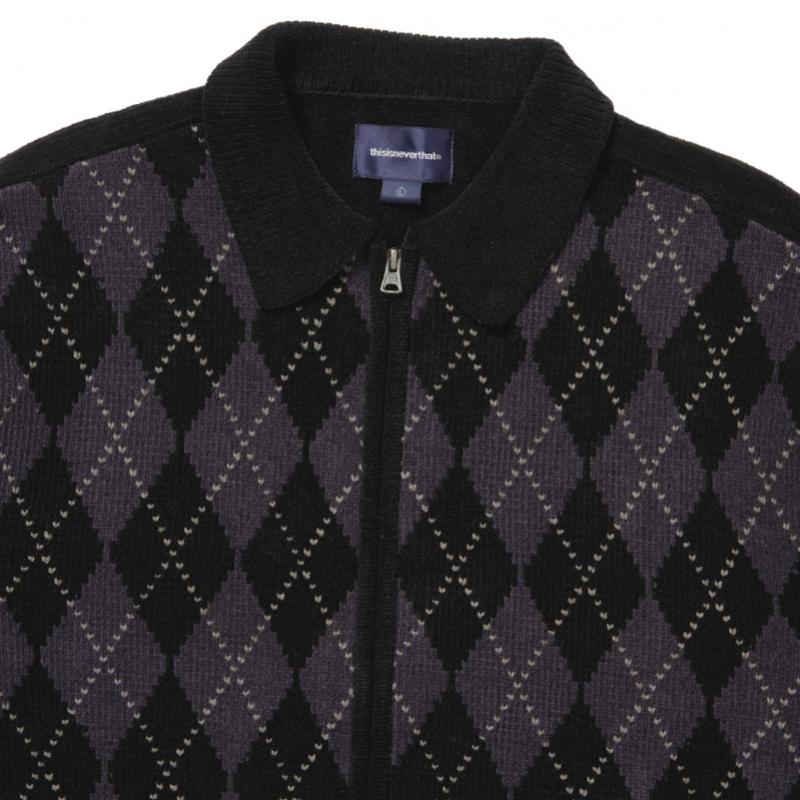 ThIs Is Never That Argyle Zip Knit Cardigan Black