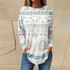 Magliette da Donna Autunno Casual Manica Lunga Felpa Stampa Natalizia Top Pullover