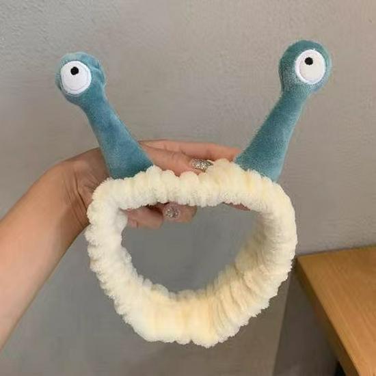 Snail Plush Alien Eye Headband & Hair Tie for Makeup and Face Wash