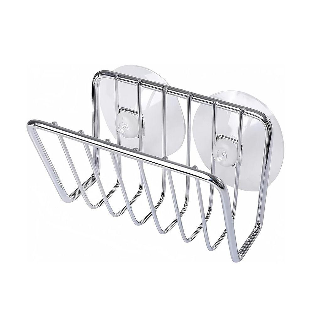 Water Drainage Wall-Mounted Sponge Holder Suction Cup Draining Sink Shelving Space Saving No-Drill Sink Sponge Rack Kitchen Use