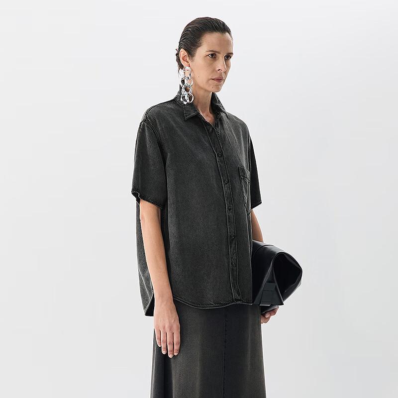 JNBY Summer Retro Loose Short-Sleeve Twill Shirt S