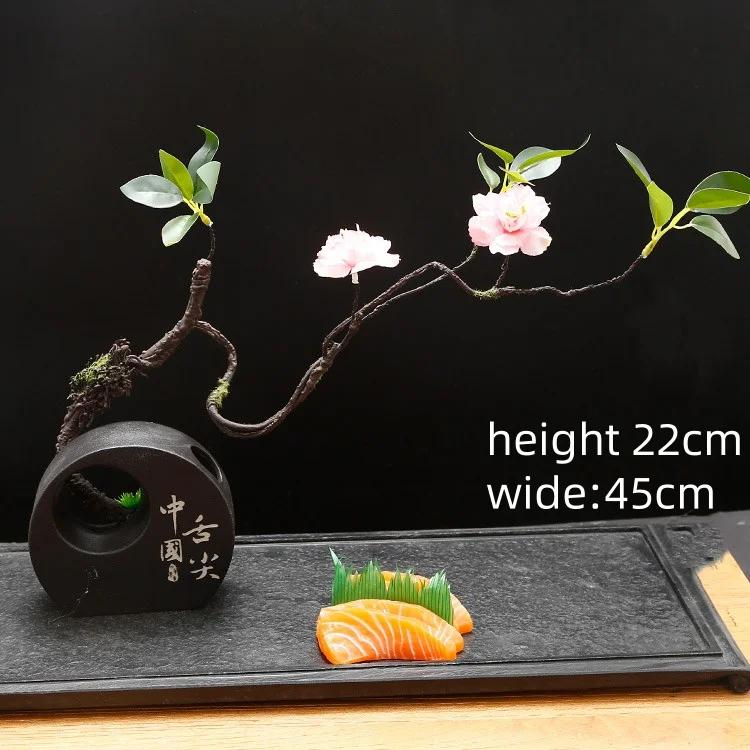 onigiri bento Sashimi Plate dish tray Decorative vase with flowers Sushi shop hotel Restaurant sea food decorations tree flower