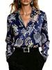 Classic Vintage Print Long-sleeved Shirt - Women's Casual Collar Buttoned Shirt, Classic and Versatile for Daily Wear