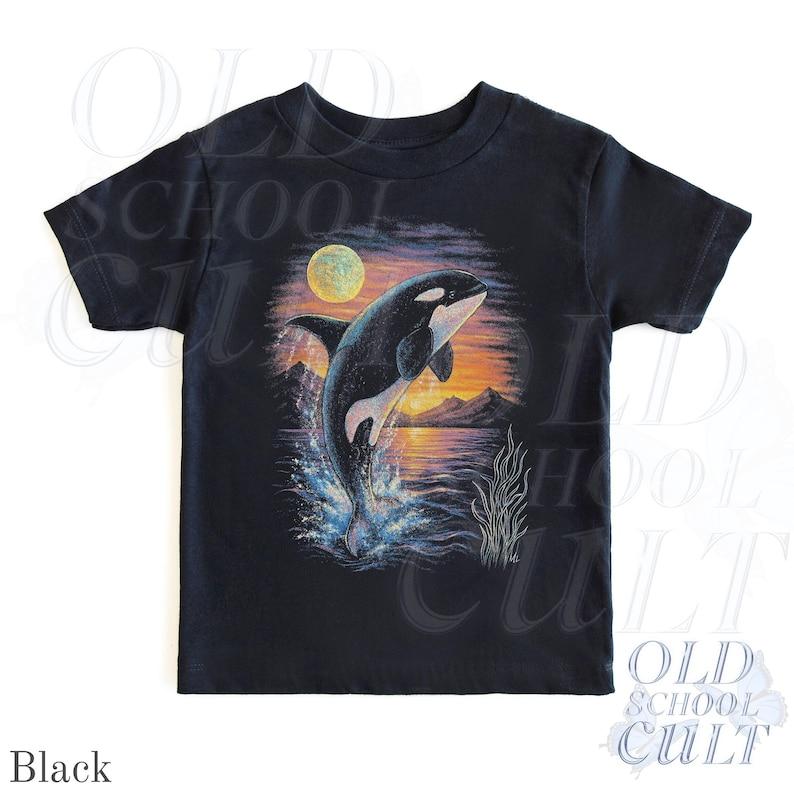Orca Sunset Ocean Youth Retro 90s Shirt, Cute Children s Orca Clothing, Boho Adult, Toddler & Youth Tee, Kids Shirt, Family Beach Shirt 140