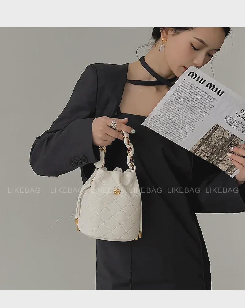 Geantă tip găleată de lux pentru femei Camellia Fragrance Style 2022: Geantă de mână, geantă de umăr, messenger, accesoriu cu lanț cu diamant