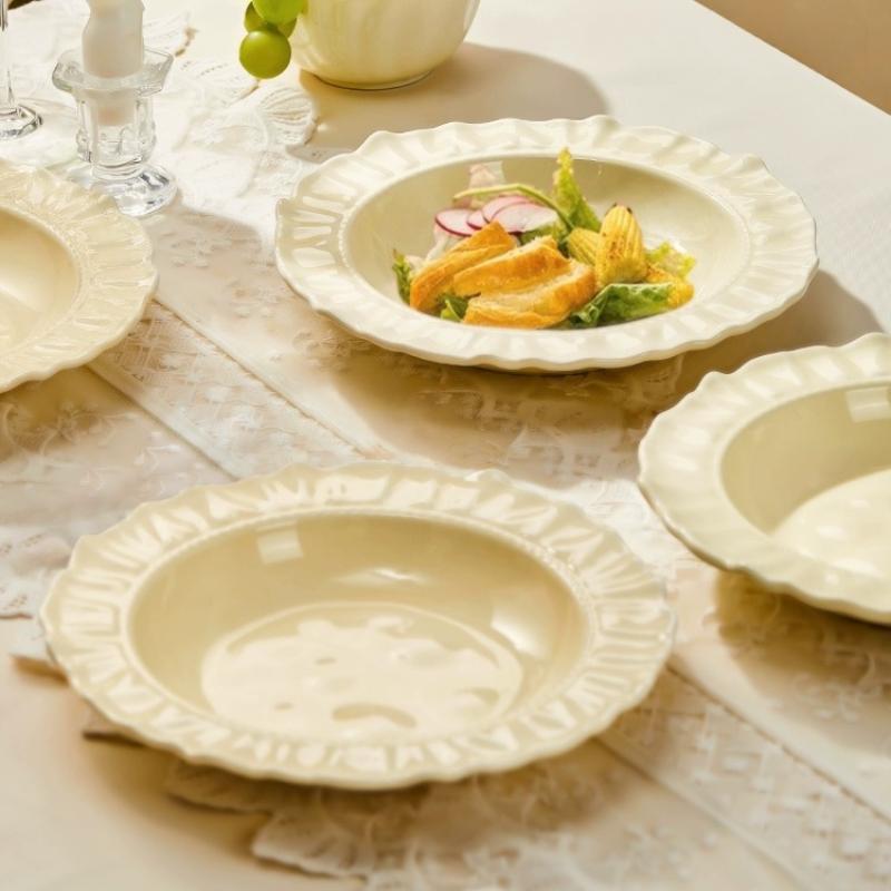 French Lace Western Food Ceramic Plate Premium Home Kitchen Accessories Tableware and Plate Japanese Cuisine Set Sushi Plate