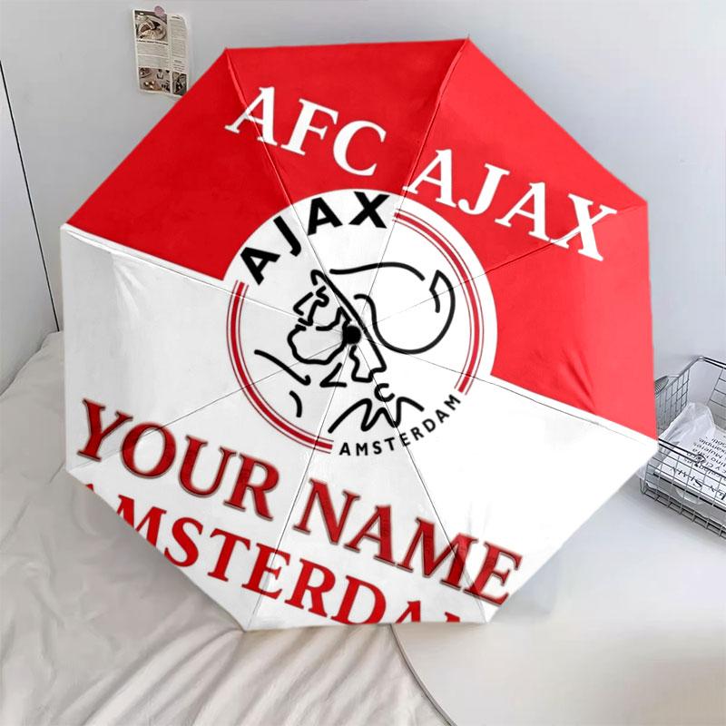 1 PC Automatic Folding Umbrella - AFC Ajax Custom Name Pattern, Portable & Foldable Design with 8 Ribs, Christmas Birthday Gifts