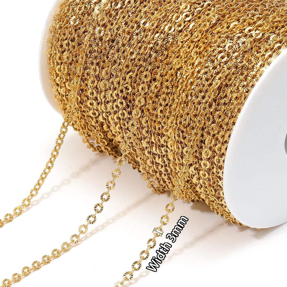 2Meters Stainless Steel PVD Gold Textrued Cable Chain for DIY Girls Necklace Women Bracelet Jewelry Earrings Making Supplies