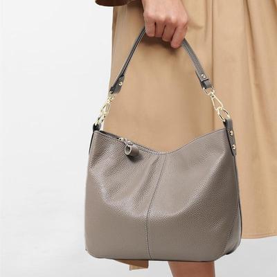 Bolso de mano de mujer de piel auténtica Aidrani, color liso, bolso de mano de gran capacidad, bolso de hombro de piel de vacuno