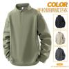Mens Fleece-Lined Half-Zip Hoodless Sweatshirt Winter Warm Loose Fit Casual Sportswear