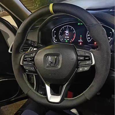 Hand-stitched  Leather Suede Car Steering Wheel Cover for Honda Accord 10 2018  Ight  Auto Parts