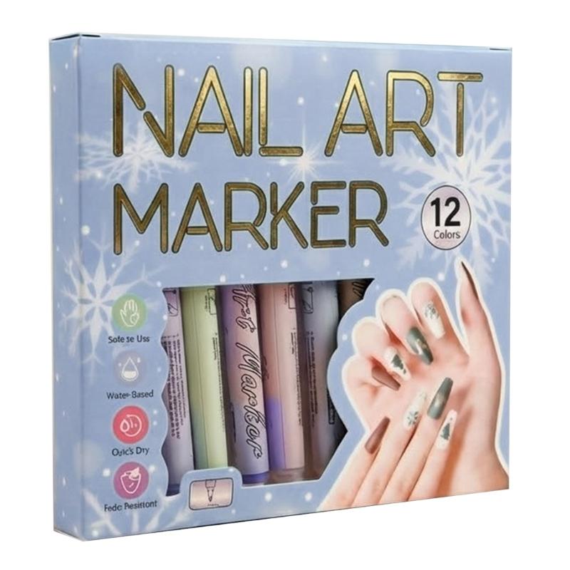 

12 Color 0.5mm Fine Tip Art Marker Multicolor Doodling Pen for Nail Art and Painting on Paper Ceramic Wood Stone Glass