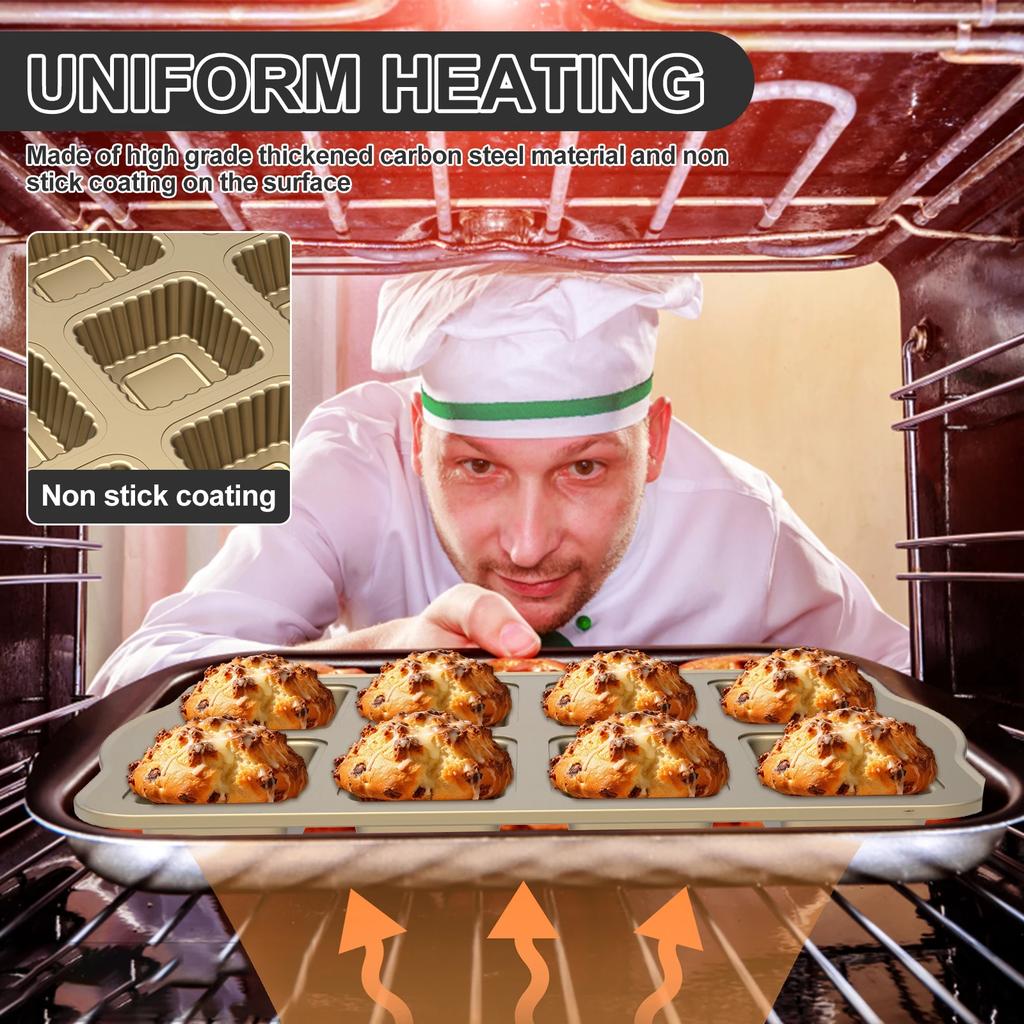 Non Stick Cupcake Cake Pans 8 grid Mold For Mini Loaf Pan Baking tools Carbon Steel Rectangle Small Bread Household Oven Trays