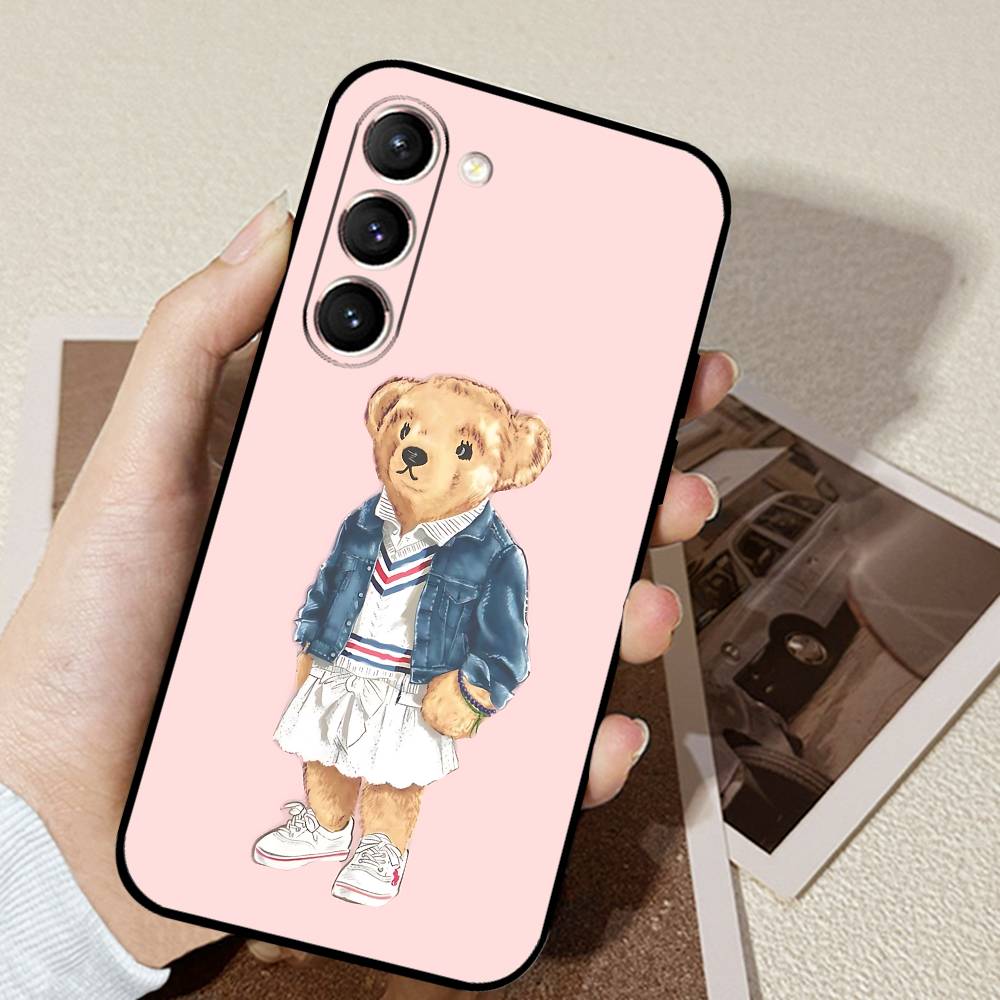 D-CartoonS Bear R-PoloS Phone Case Black Ultra-thin Shockproof Case For Samsung S24/S25/S22/S30/Note20/Lite/Ultra/5G/Plus/FE