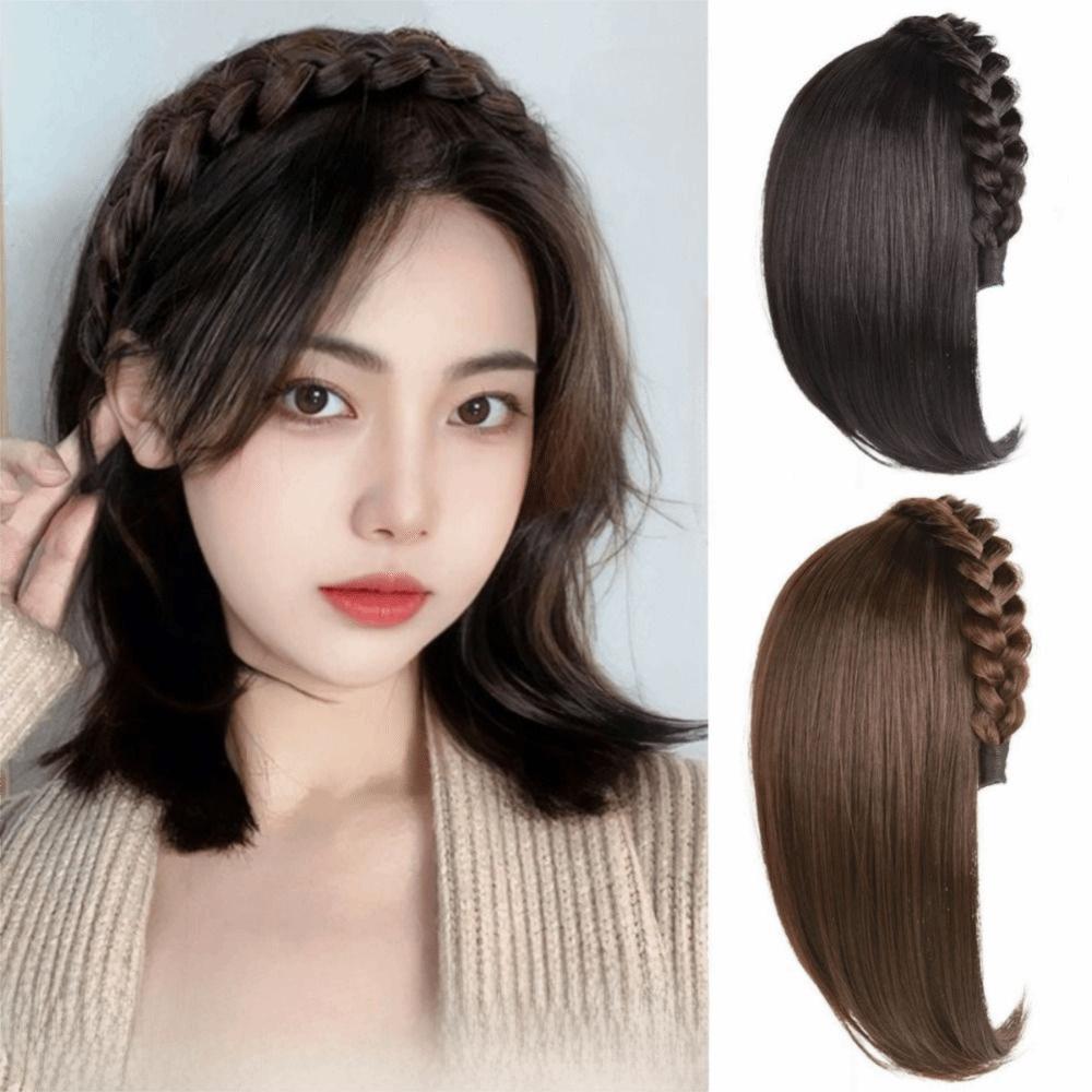 Clip In Half Headband Wig Hair Hoop Wig Replacement Block Twist Braided Fishbone Hairpiece  Party