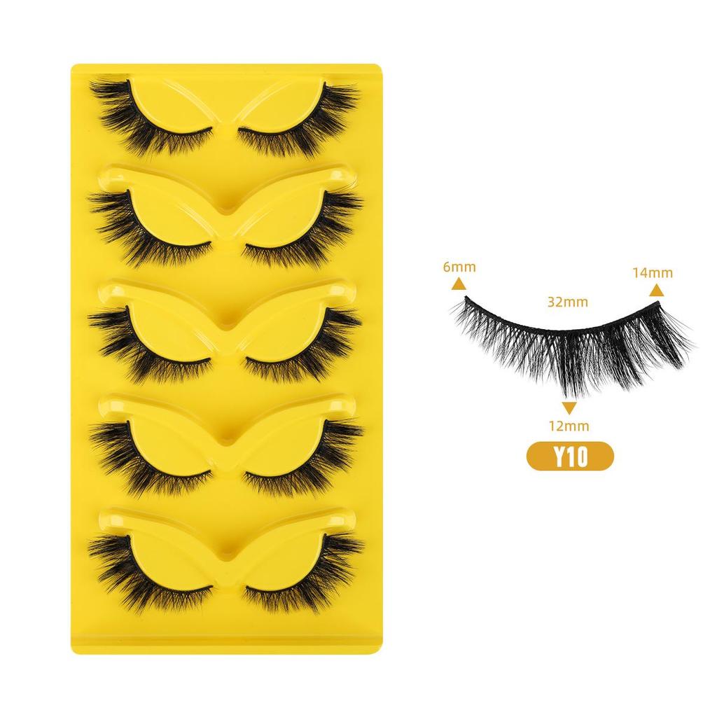 Five-Pair Set of Thick, Curly, 3D Fox-Eye Cat-Eye False Eyelashes