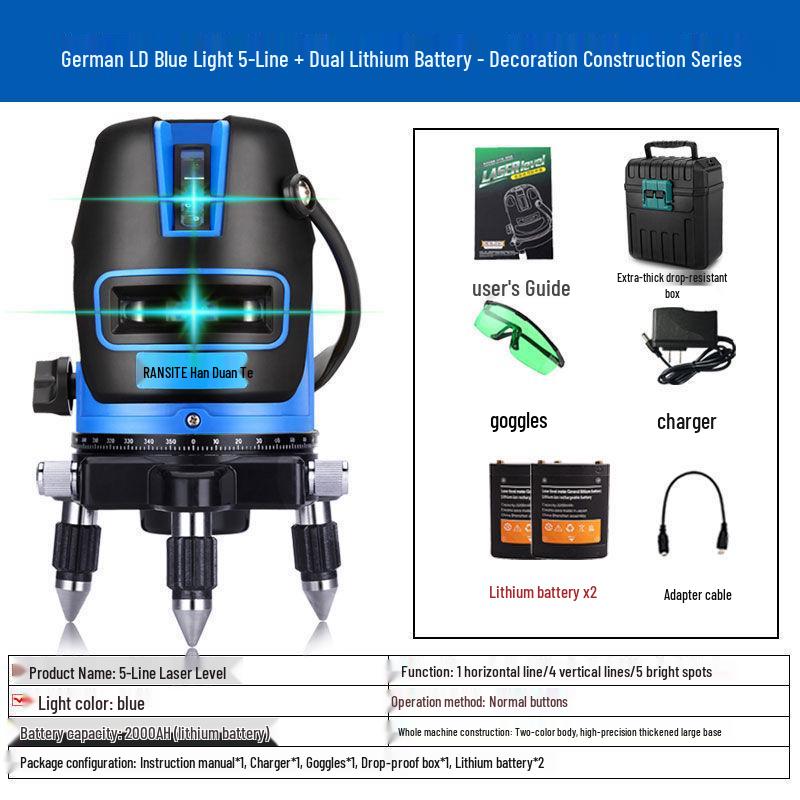 High-Precision Outdoor Laser Projector: Infrared Green & Blue Light, 2/3/5 Lines, Auto-Leveling