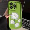 White Lotus Flower Silicone Case for iPhone 16 15 14 13 12 11 Pro Max XS XR X Anti-Scratch, Shockproof, Trendy Protective Cover